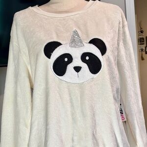 Kids Cream Panda Pajama Set with Silver Horn